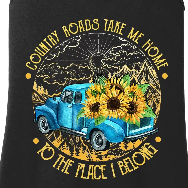 Country Roads Take Me Home To The Place I Belong Ladies Essential Tank