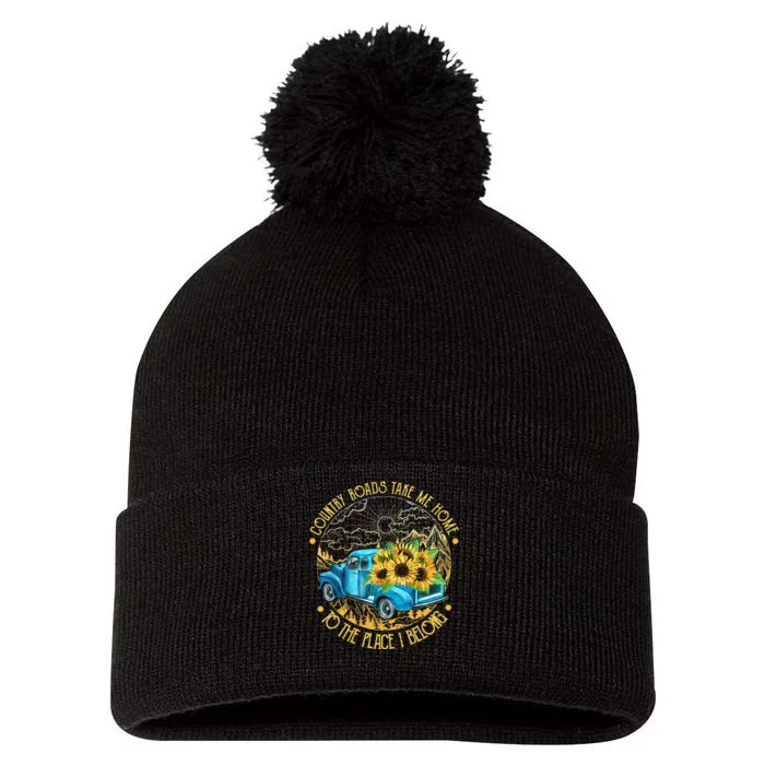 Country Roads Take Me Home To The Place I Belong Pom Pom 12in Knit Beanie