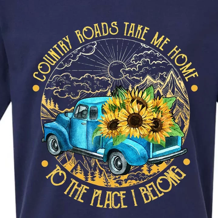 Country Roads Take Me Home To The Place I Belong Sueded Cloud Jersey T-Shirt