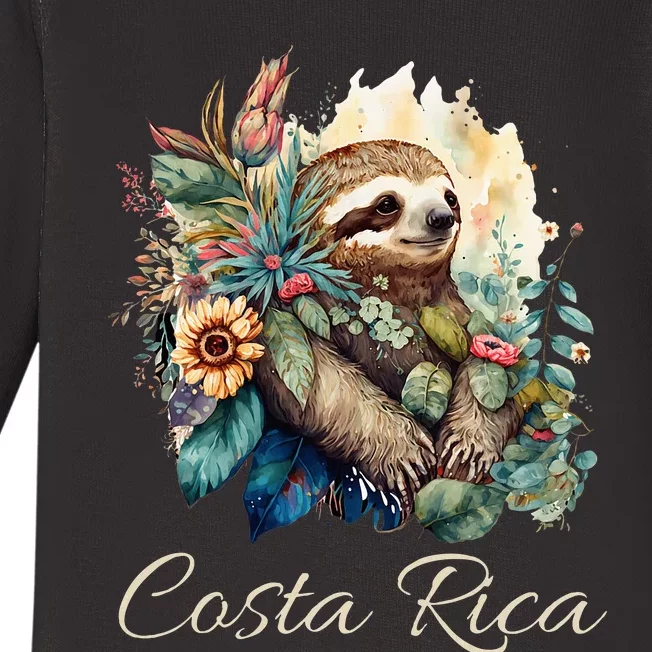 Costa Rica Tropical Sloth Baby Long Sleeve Bodysuit