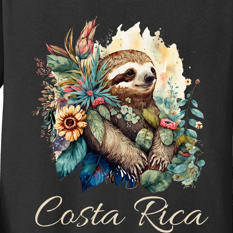 Costa Rica Tropical Sloth Kids Long Sleeve Shirt