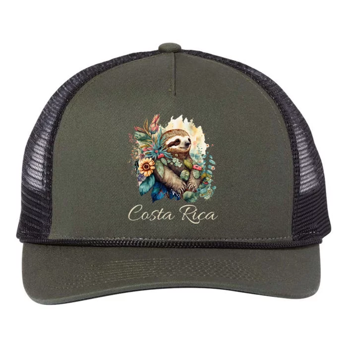 Costa Rica Tropical Sloth Retro Rope Trucker Hat Cap