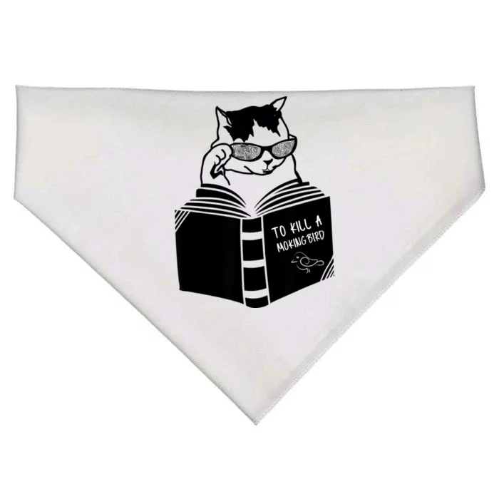 Cat Reading To Kill A Mockingbird Funny USA-Made Doggie Bandana