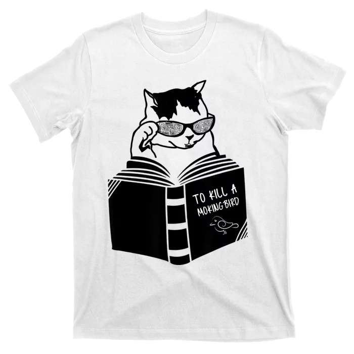 Cat Reading To Kill A Mockingbird Funny T-Shirt