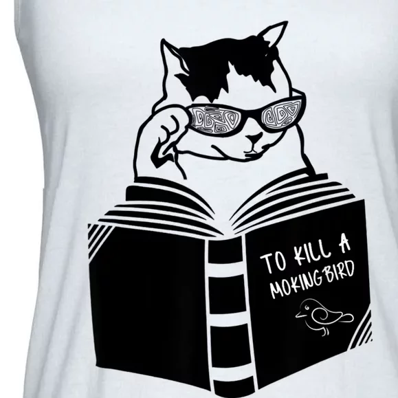 Cat Reading To Kill A Mockingbird Funny Ladies Essential Flowy Tank