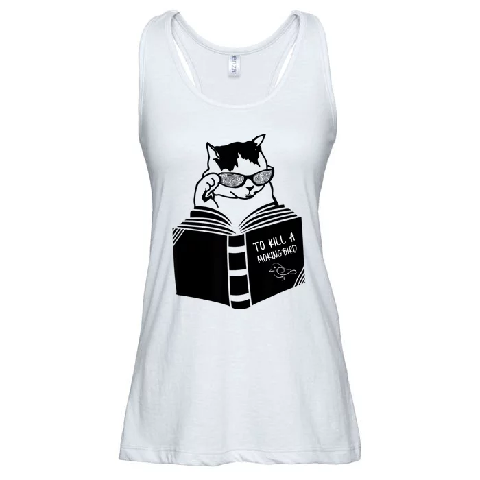 Cat Reading To Kill A Mockingbird Funny Ladies Essential Flowy Tank