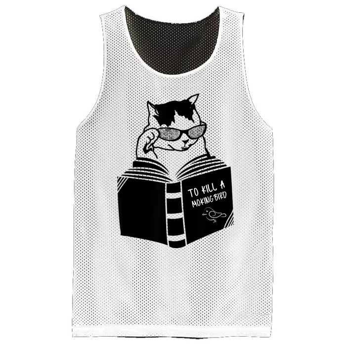 Cat Reading To Kill A Mockingbird Funny Mesh Reversible Basketball Jersey Tank