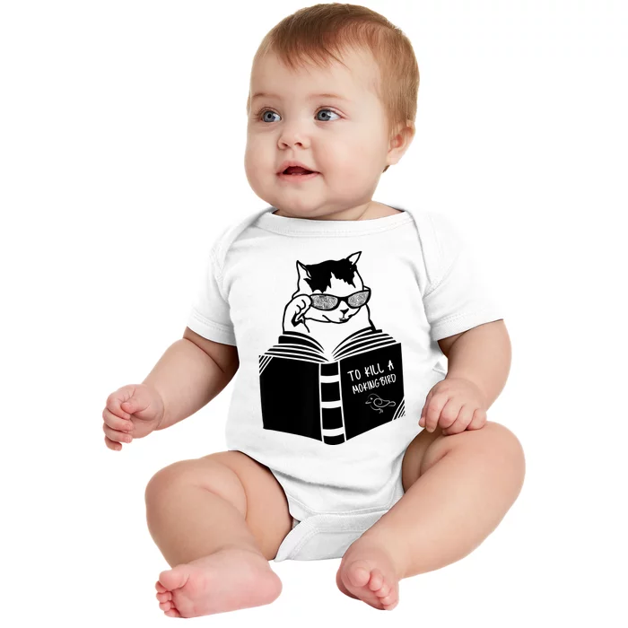 Cat Reading To Kill A Mockingbird Funny Baby Bodysuit