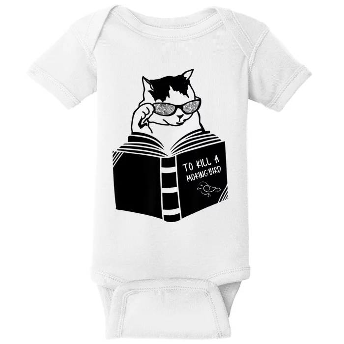 Cat Reading To Kill A Mockingbird Funny Baby Bodysuit