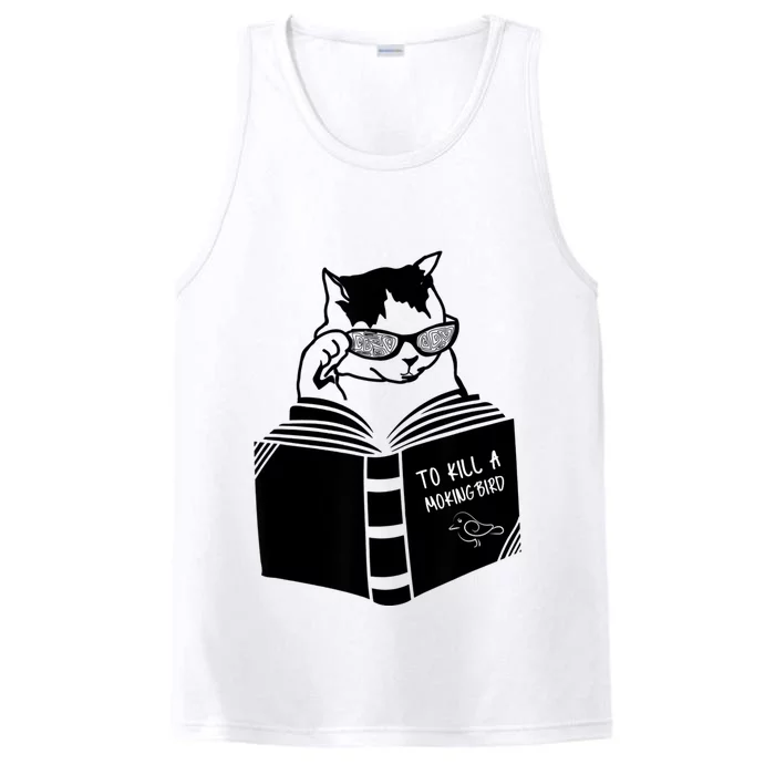 Cat Reading To Kill A Mockingbird Funny Performance Tank