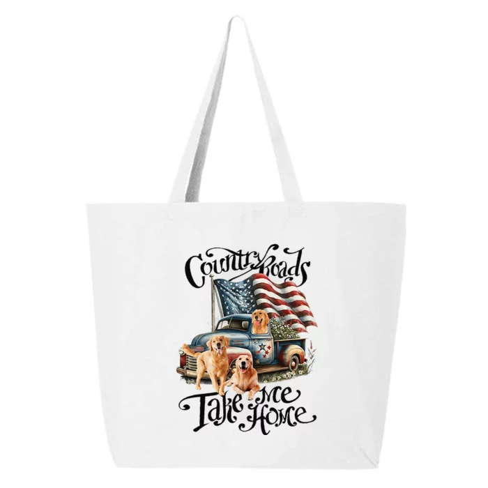 Country Roads Take Golden Retriever Home 25L Jumbo Tote