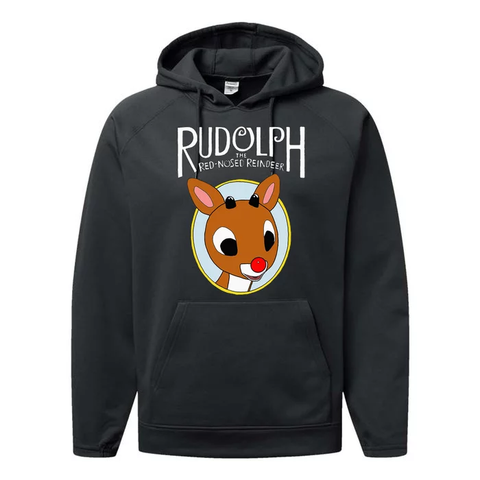 Cute Rudolph The Red Nosed Reindeer Christmas Tree Performance Fleece Hoodie