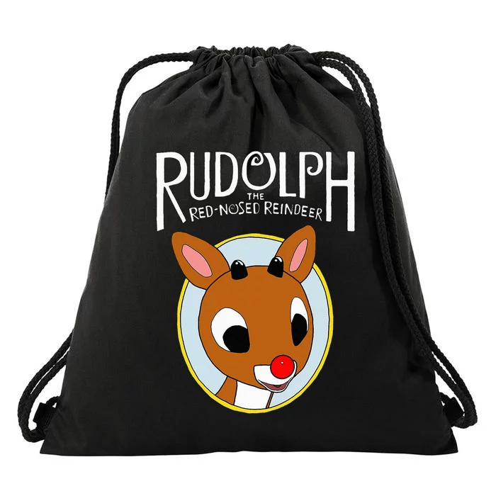 Cute Rudolph The Red Nosed Reindeer Christmas Tree Drawstring Bag