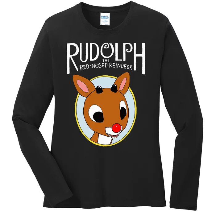 Cute Rudolph The Red Nosed Reindeer Christmas Tree Ladies Long Sleeve Shirt