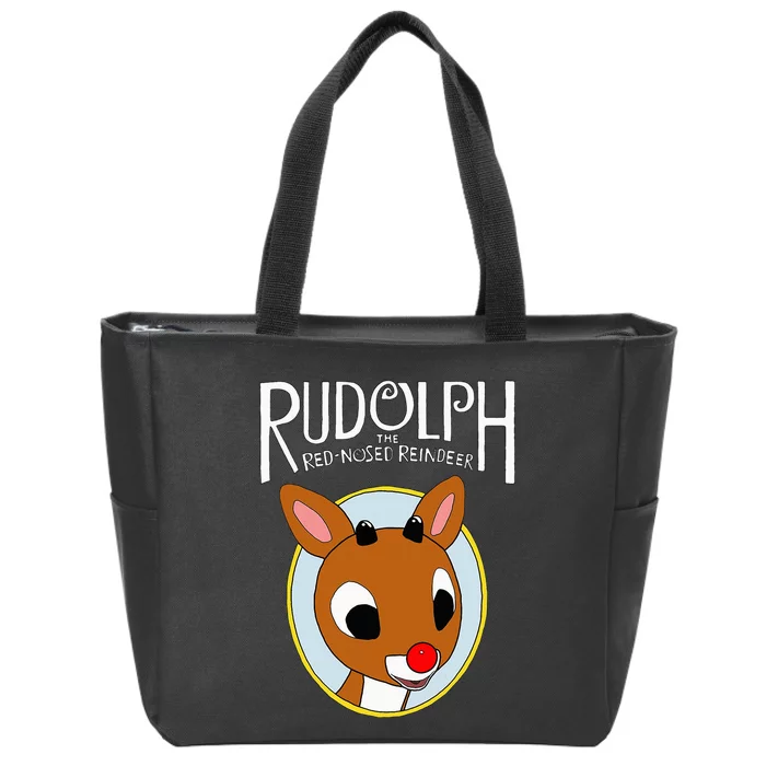 Cute Rudolph The Red Nosed Reindeer Christmas Tree Zip Tote Bag