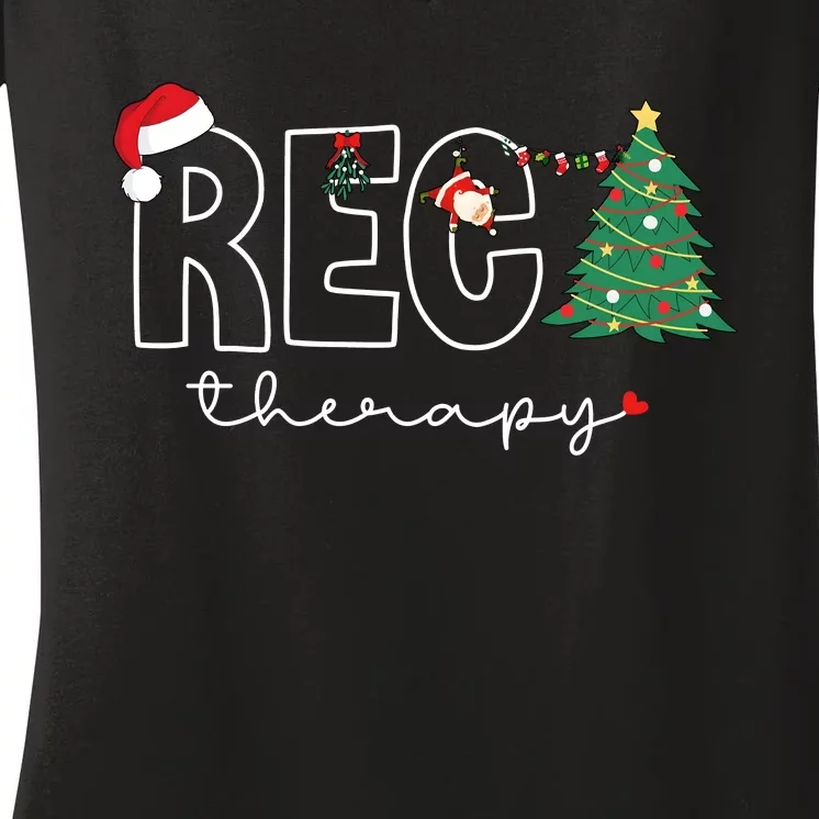 Christmas Recreational Therapy Holiday Season Women's V-Neck T-Shirt