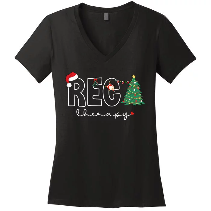 Christmas Recreational Therapy Holiday Season Women's V-Neck T-Shirt