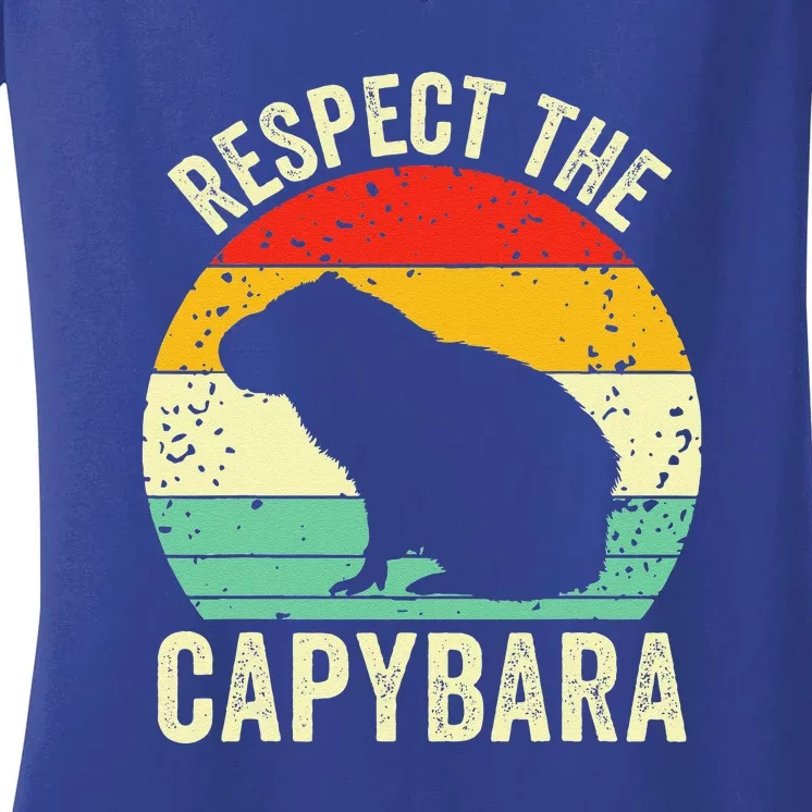 Capybaras Respect The Capybara Cavy Rodent Lover Women's V-Neck T-Shirt