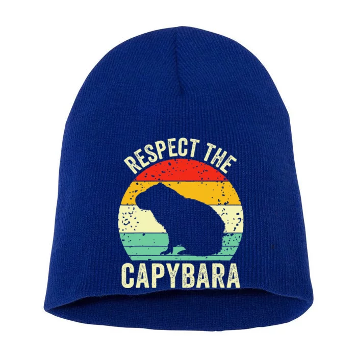 Capybaras Respect The Capybara Cavy Rodent Lover Short Acrylic Beanie