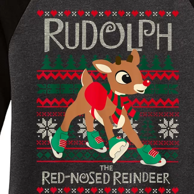 Cute Rudolph The Red Nosed Reindeer Christmas Special Xmas Women's Tri-Blend 3/4-Sleeve Raglan Shirt