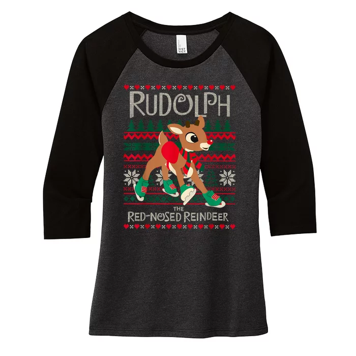 Cute Rudolph The Red Nosed Reindeer Christmas Special Xmas Women's Tri-Blend 3/4-Sleeve Raglan Shirt