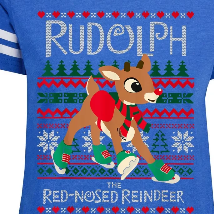 Cute Rudolph The Red Nosed Reindeer Christmas Special Xmas Enza Ladies Jersey Football T-Shirt