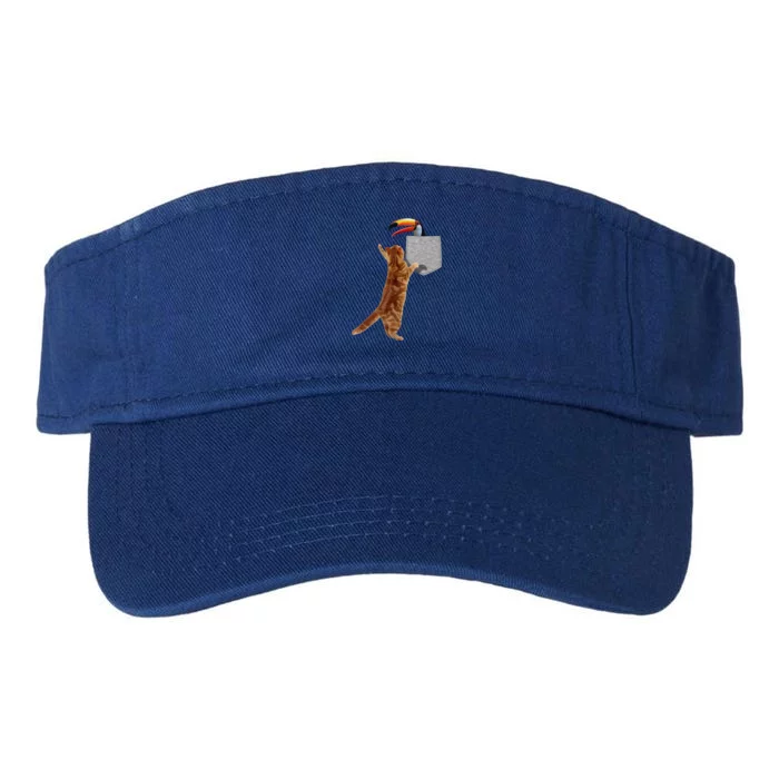 Cat Reaching Toucan In Fake Funny Printon Pocket Valucap Bio-Washed Visor