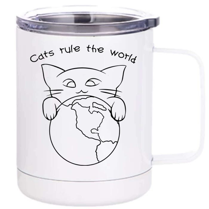 Cats Rule The World Front & Back 12oz Stainless Steel Tumbler Cup