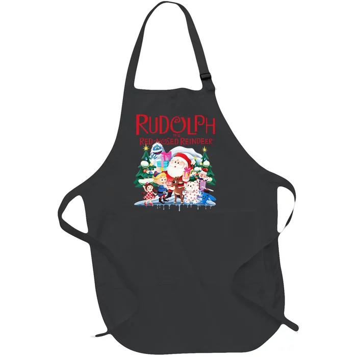 Cute Rudolph The Red Nosed Reindeer Christmas Special Xmas Full-Length Apron With Pocket