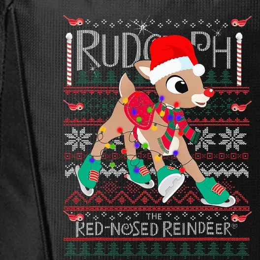 Cute Rudolph The Red Nosed Reindeer Christmas Tree City Backpack