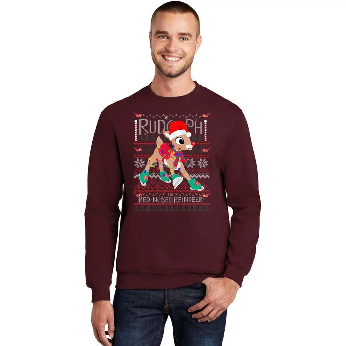 Cute Rudolph The Red Nosed Reindeer Christmas Tree Tall Sweatshirt