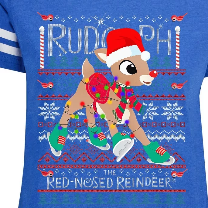 Cute Rudolph The Red Nosed Reindeer Christmas Tree Enza Ladies Jersey Football T-Shirt