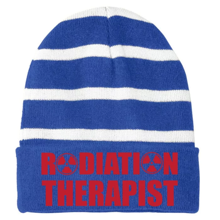 Cool Radiation Therapist Trefoil Medical Oncology Team Gift Striped Beanie with Solid Band