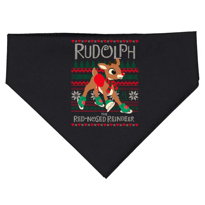 Cute Rudolph The Red Nosed Reindeer Christmas USA-Made Doggie Bandana