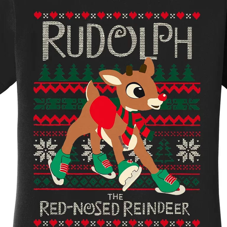 Cute Rudolph The Red Nosed Reindeer Christmas Women's T-Shirt