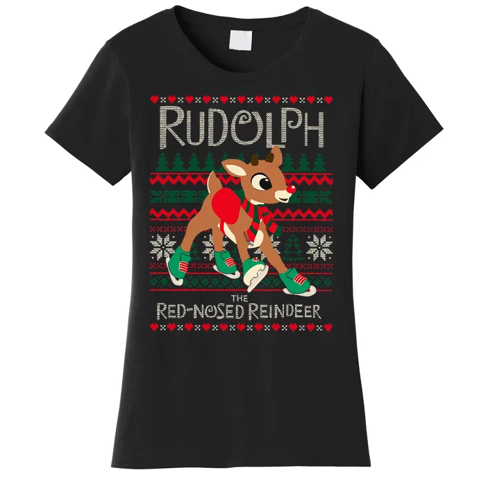 Cute Rudolph The Red Nosed Reindeer Christmas Women's T-Shirt