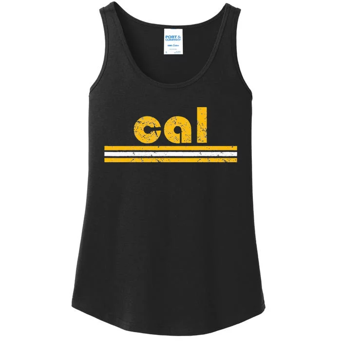 Cal Retro Three Stripe Vintage California Throwback Ladies Essential Tank