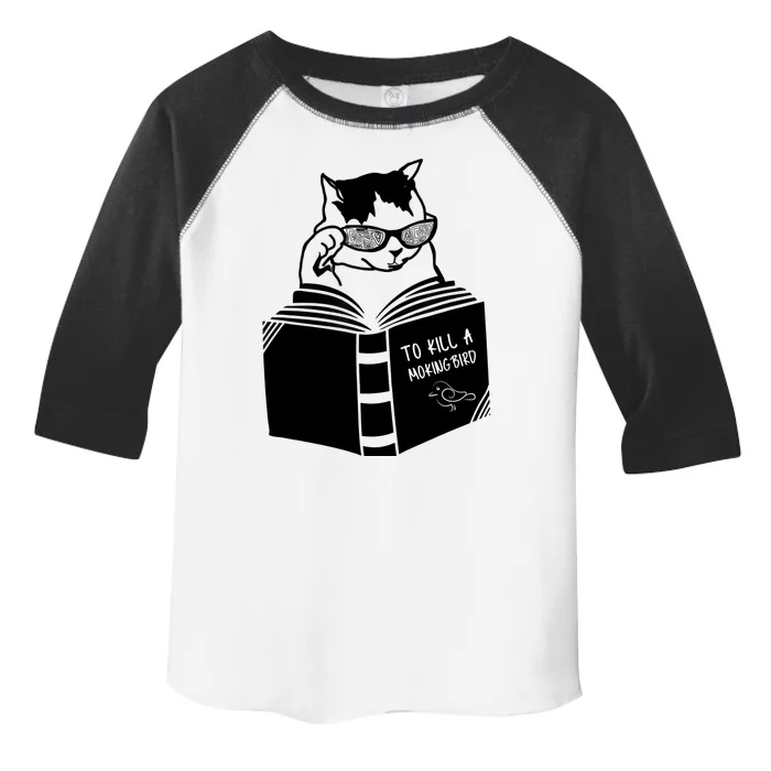 Cat Reading To Kill A Mockingbird Funny Toddler Fine Jersey T-Shirt