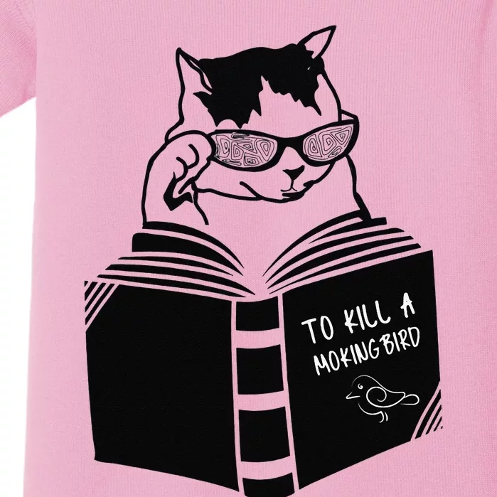 Cat reading to kill a mockingbird funny Baby Bodysuit