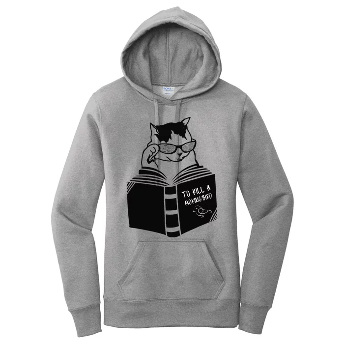 Cat reading to kill a mockingbird funny Women's Pullover Hoodie