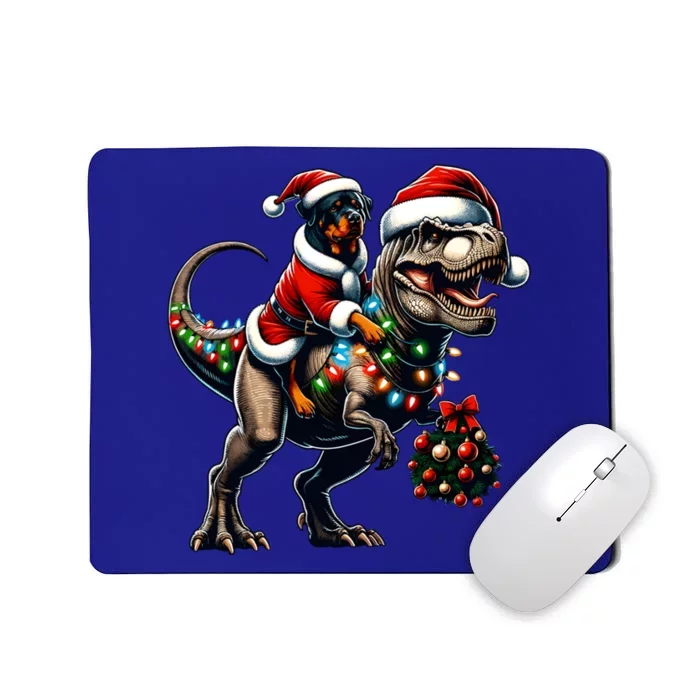 Christmas Rottweiler Trex Santa Hat Festive Dinosaur Dog Great Gift Mousepad