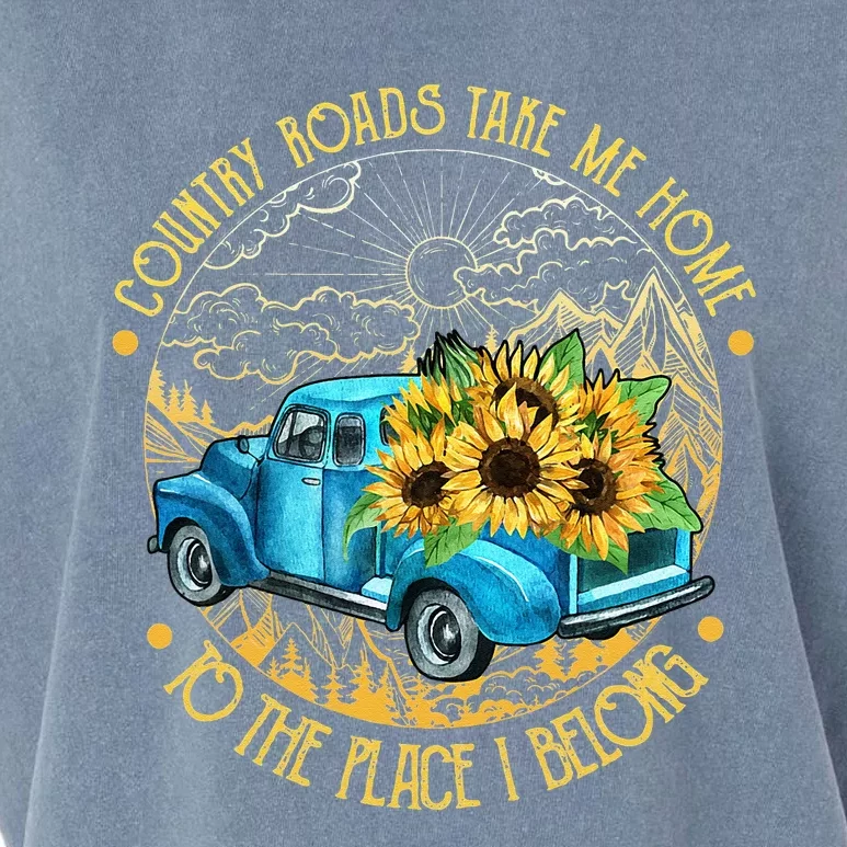 Country Roads Take Me Home To The Place I Belong Garment-Dyed Women's Muscle Tee