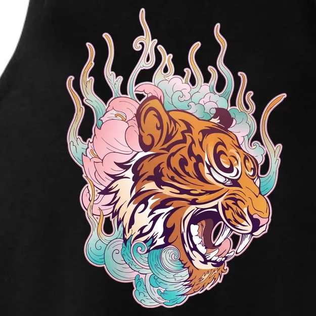 Cool Roaring Tiger Japanese Tattoo Ladies Tri-Blend Wicking Tank