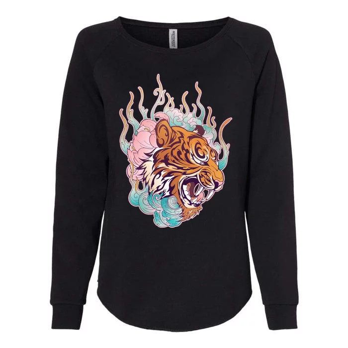 Cool Roaring Tiger Japanese Tattoo Womens California Wash Sweatshirt