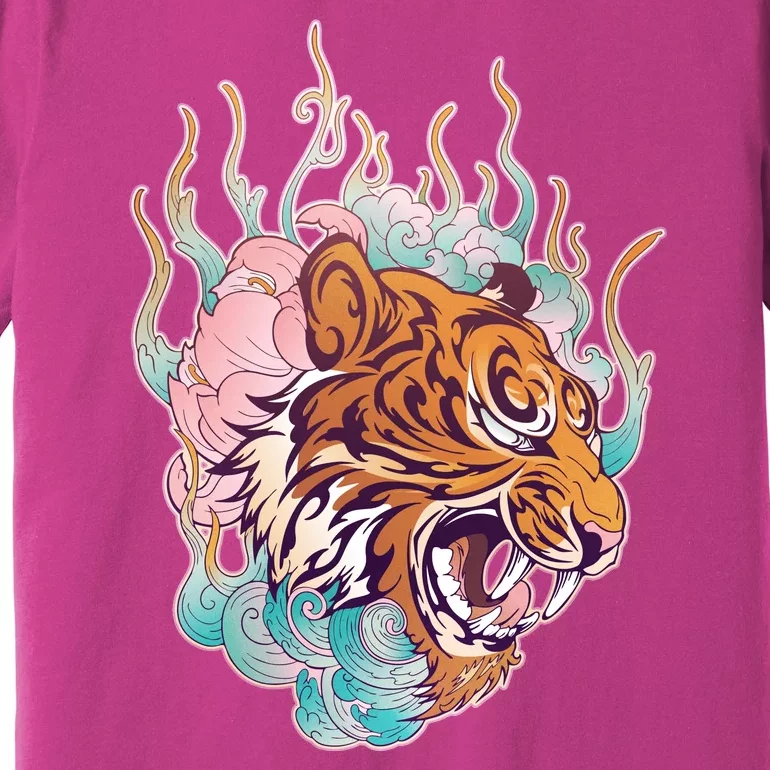 Cool Roaring Tiger Japanese Tattoo Premium T-Shirt