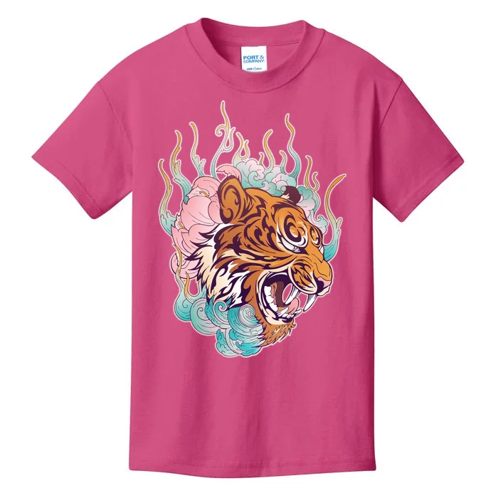 Cool Roaring Tiger Japanese Tattoo Kids T-Shirt