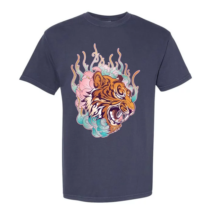 Cool Roaring Tiger Japanese Tattoo Garment-Dyed Heavyweight T-Shirt