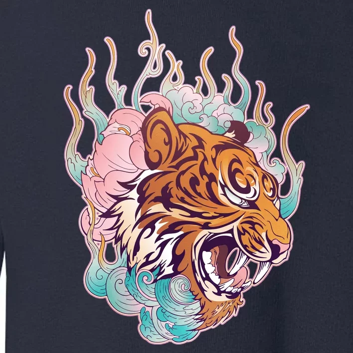 Cool Roaring Tiger Japanese Tattoo Toddler Sweatshirt