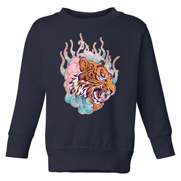 Cool Roaring Tiger Japanese Tattoo Toddler Sweatshirt