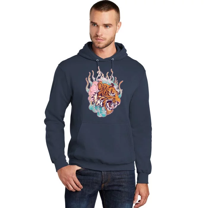 Cool Roaring Tiger Japanese Tattoo Tall Hoodie